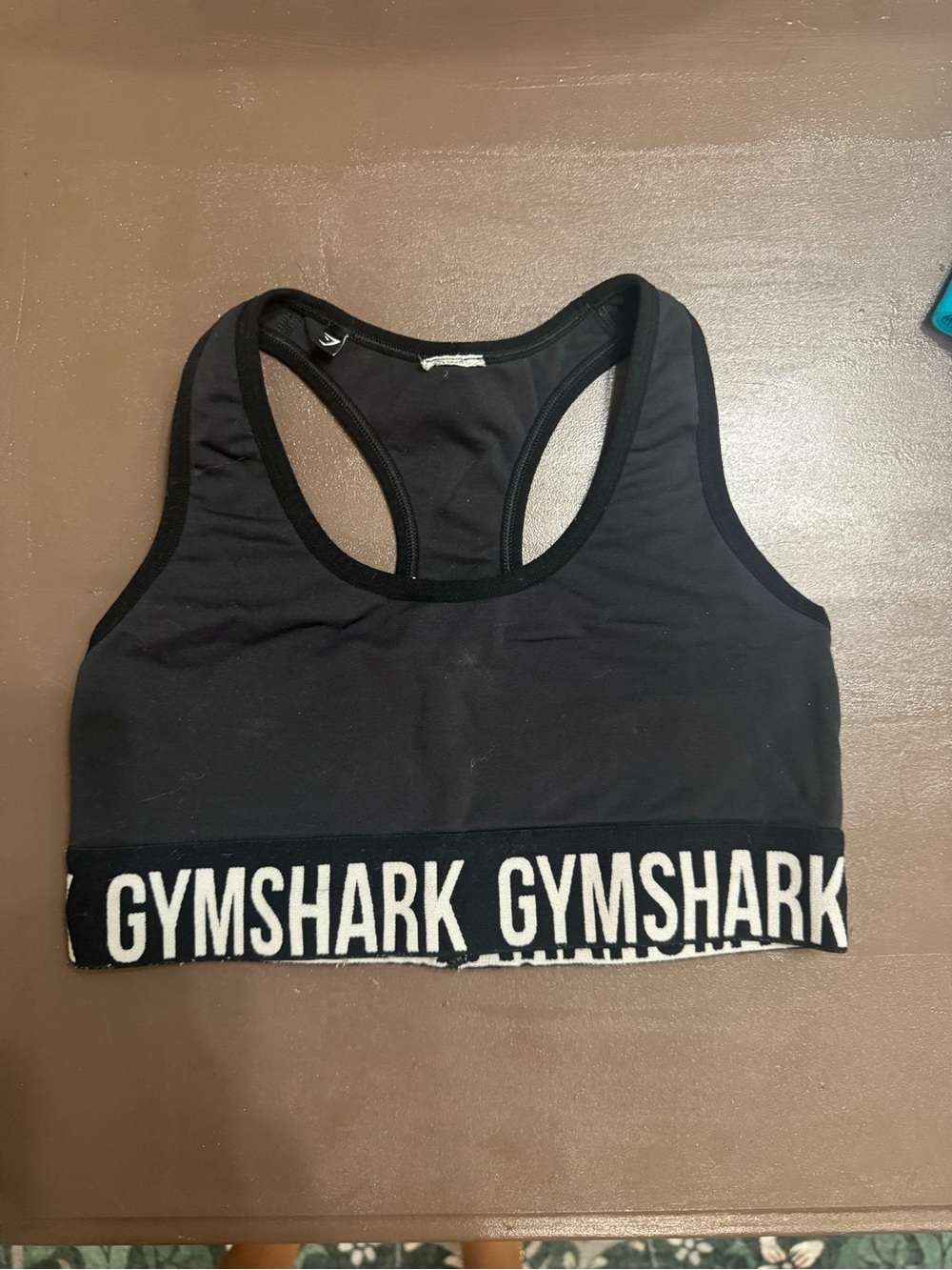 Gymshark Black Sports Bra with White Logo Band